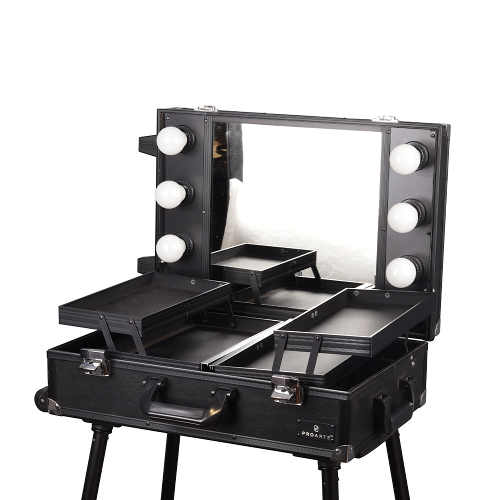 Proarte Rolling Makeup Case with 6 Led Lights, Mirror and Lock - PA-9660 VANITY